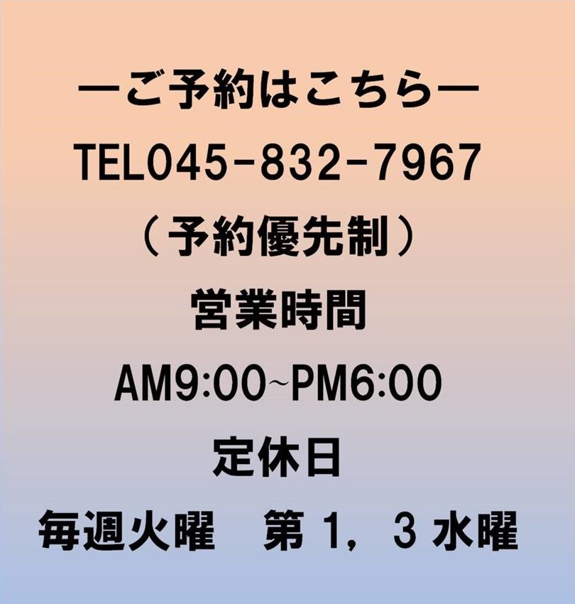 \͂@TEL 045-832-7967y\DzcƎAM9:00-PM7:00@xFΗjE3j